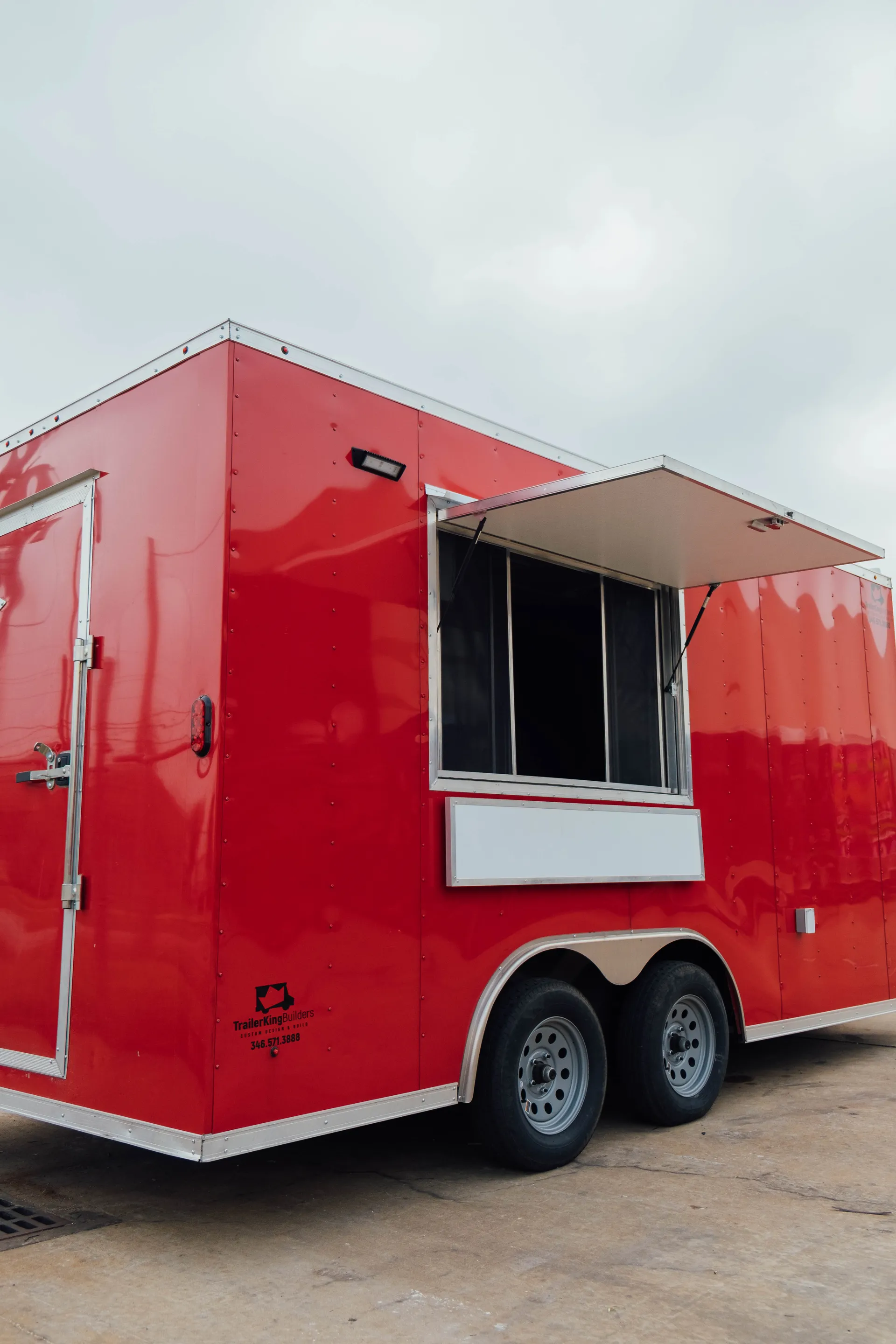Completed custom food trailer ready for delivery